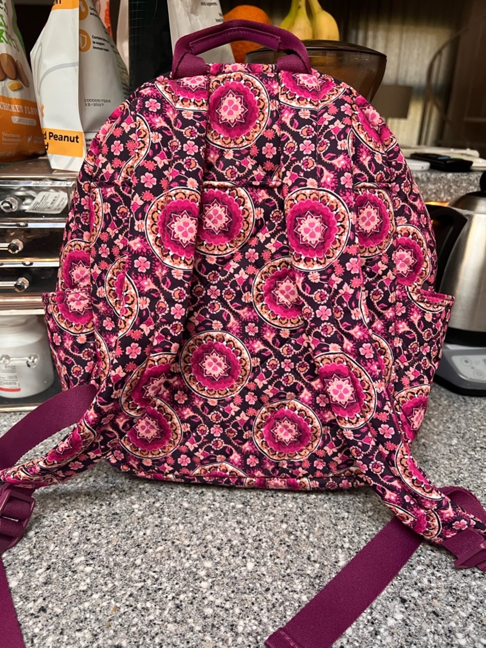 Vera Bradley Raspberry Medallion Small Backpack - Picture 3 of 8